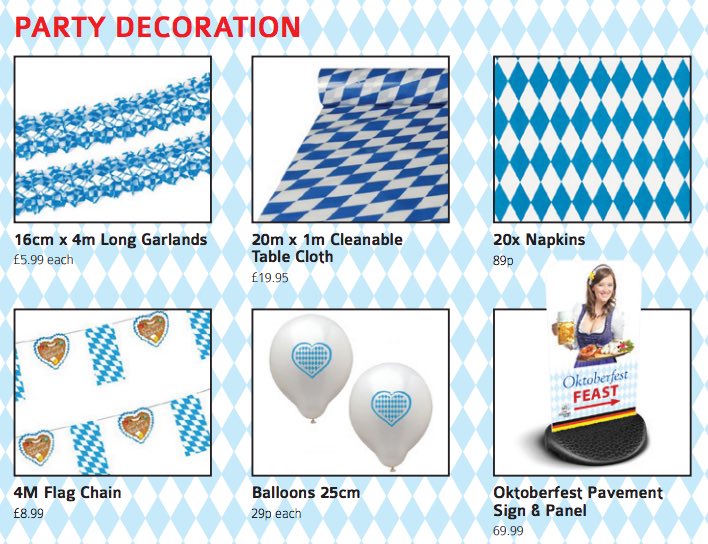 Oktoberfest wholesale decorations UK suppliers