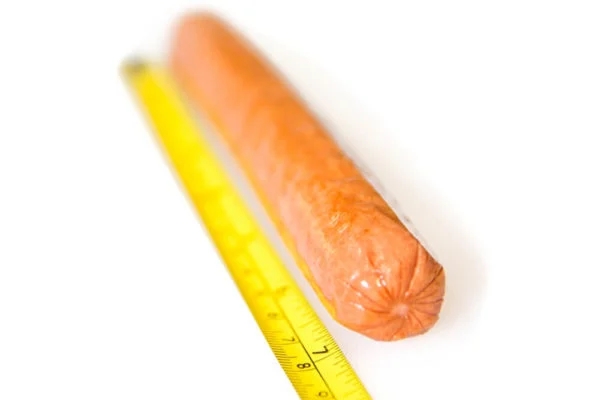 18cm Beef Hot Dog Measured by Measuring Tape