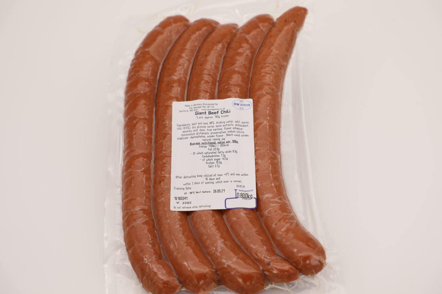 Chilli Beef Giant Frankfurter 28cm – The Sausage Man