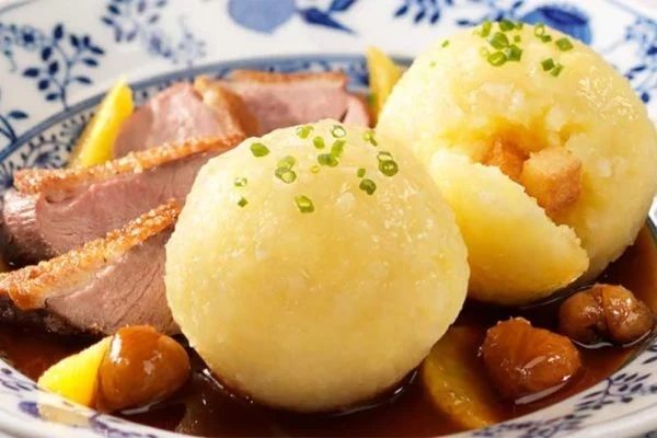 Giant Bavarian Potato Dumplings with Crouton Filling